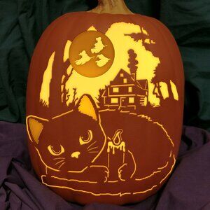 Hocus Pocus Binx with Candle Foam Permanent Pumpkin Disney Black Cat Halloween